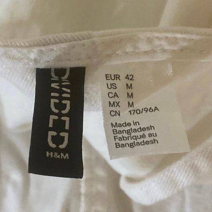 H&M White Sleeveless Square Neck Side Zip Cami Tank Mini Bodycon Dress Size M