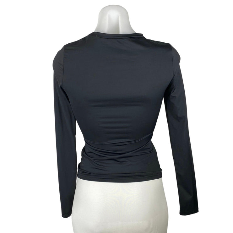 Princess Polly Women's Black Crewneck Long Sleeve Slim Tee T-shirt Top Size 4