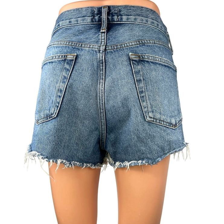 Agolde Womens Blue Parker Medium Wash High Rise Cutoff Denim Jean Shorts Size 29