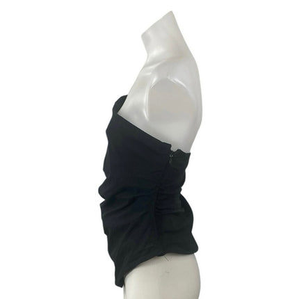 Abercrombie & Fitch Black Strapless Ruched Bandeau Asymmetric Blouse Top Size L