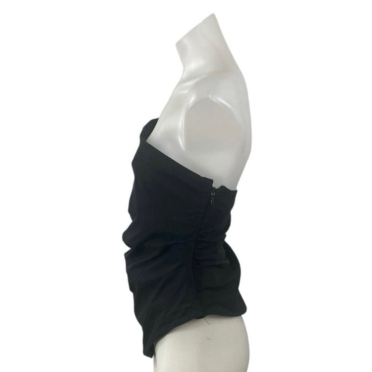 Abercrombie & Fitch Black Strapless Ruched Bandeau Asymmetric Blouse Top Size L