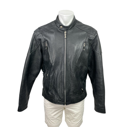 Wilsons Open Road Men's Black Leather Full Zip Moto Biker Coat Jacket Size XL