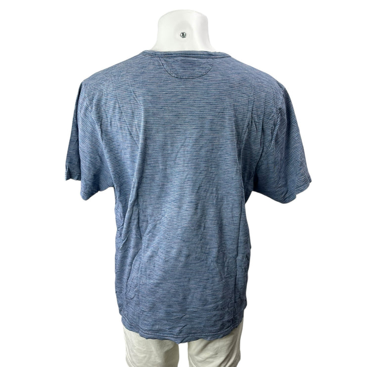 Faherty Men's Blue Striped Short Sleeve Crew Neck Pocket T Shirt Tee Top Size XL