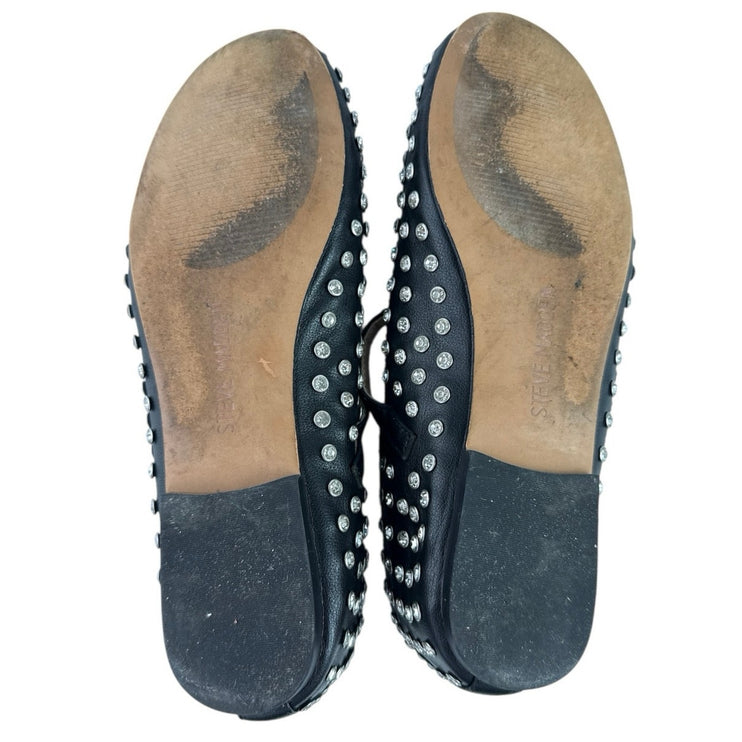 Steve Madden Vinetta Women's Black Rhinestone Studded Mary Jane Ballet Flats 7M