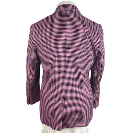 MNG Mango Women's Pink Purple Houndstooth Double Breasted Coat Blazer Jacket L