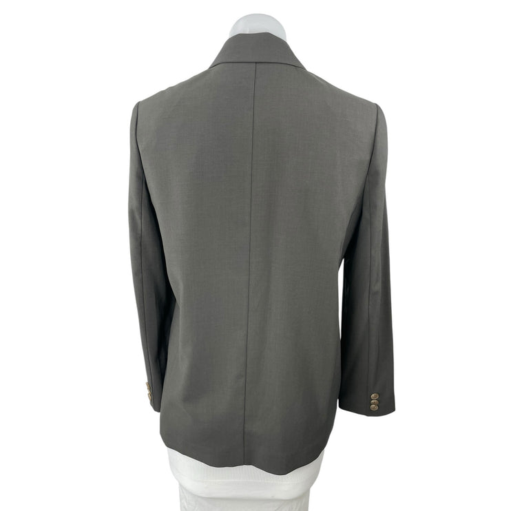 List Womens Gray Notched Collar Long Sleeve Double Breasted Blazer Coat Jacket 4