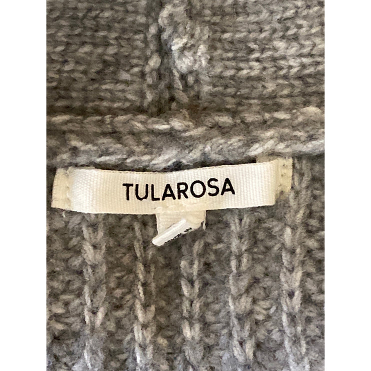 Tularosa Womens Gray Fringe Ribbed Knit  Long Sleeve Open Cardigan Sweater Top S