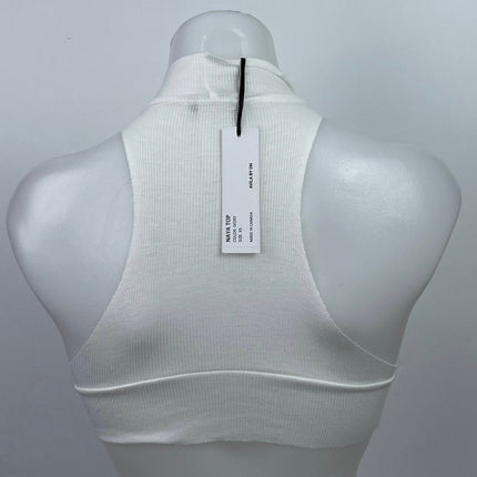NEW Avila BY DN Naya Ivory White High Neck Racerback Ribbed Crop Top Size XS