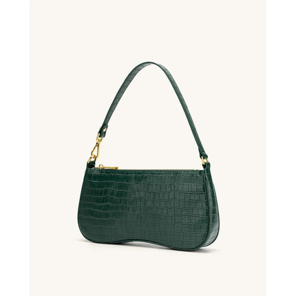 JW Pei Eva Women's Dark Green Croc Vegan Leather Shoulder Handbag OS