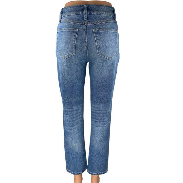 Rewash Women's Blue Medium Wash High Rise Straight Leg Denim Jeans Pants Size 24