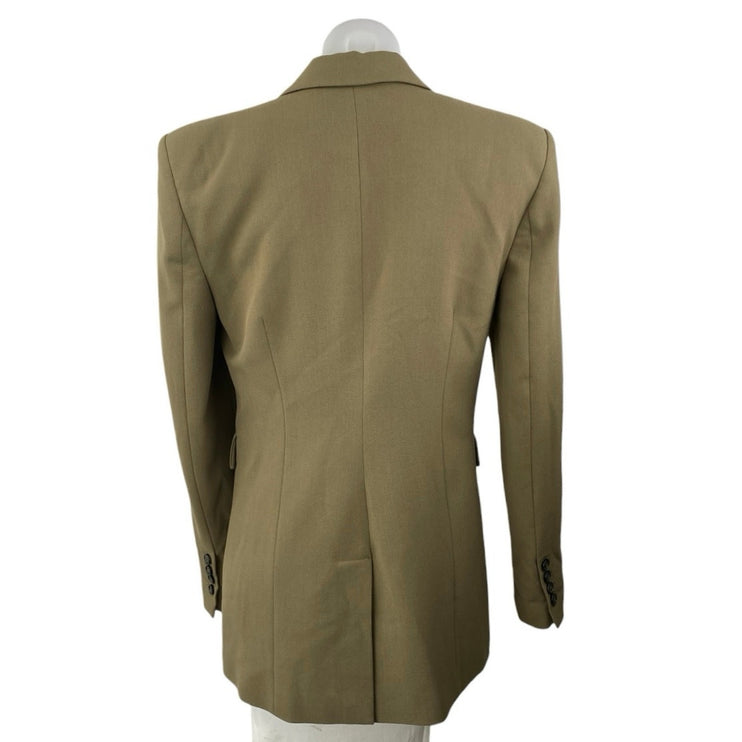 Zara Womens Olive Green Long Sleeve Notch Lapel Pocket Blazer Coat Jacket Size S