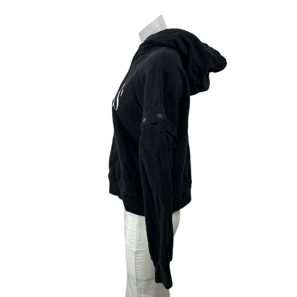 AllSaints Women's Black Spell Out Logo Zip Hoodie Hooded Sweatshirt Top Size S