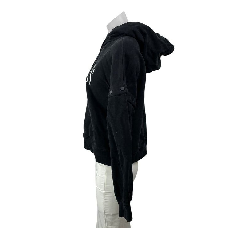 AllSaints Women's Black Spell Out Logo Zip Hoodie Hooded Sweatshirt Top Size S