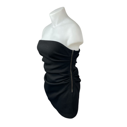 Misha Womens Black Ruched Sleeveless Side Zip Tube Bandeau Mini Bodycon Dress 12