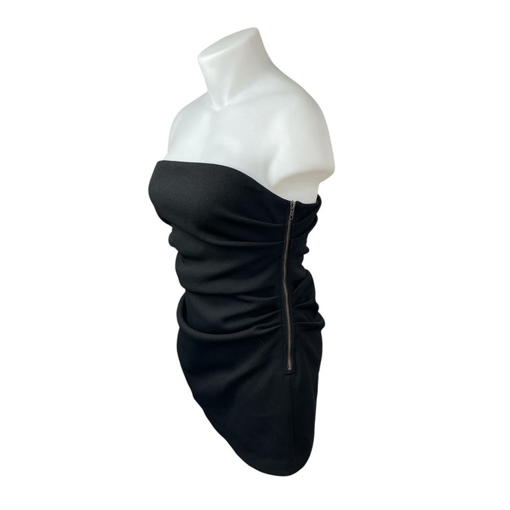 Misha Womens Black Ruched Sleeveless Side Zip Tube Bandeau Mini Bodycon Dress 12