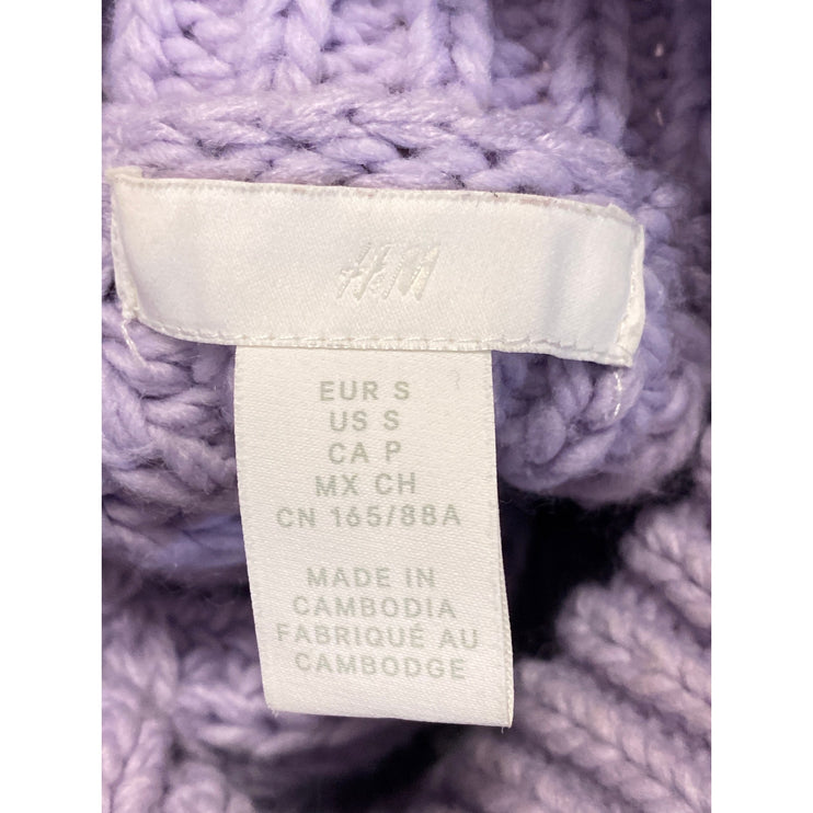 H&M Purple Lilac Wool Long Sleeve Ribbed Knit Chunky Turtleneck Sweater Top Sz S