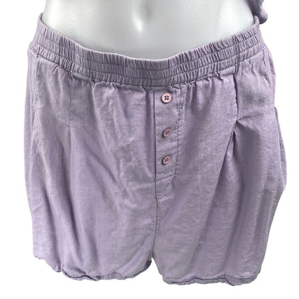 Urban Outfitters Purple Long Sleeve Button Up Shirt Shorts Sleepwear 2 Pc Set L