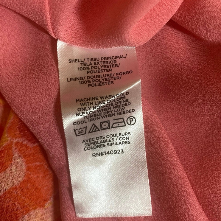 Ann Taylor LOFT Coral Floral One Shoulder Tie Sleeveless Blouse Top Size XL