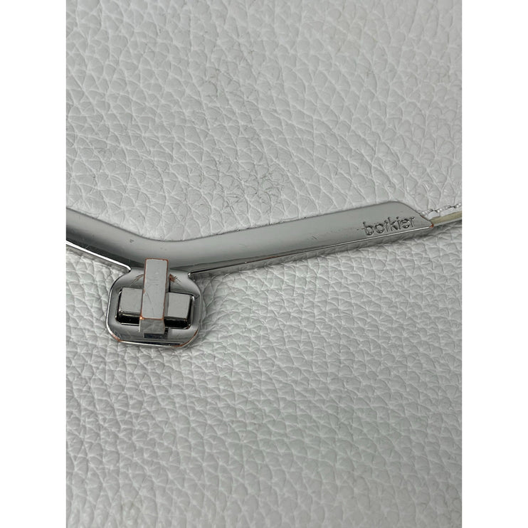 Botkier Vivi White Angled 100% Leather Band Crossbody Bag Satchel Handbag OS