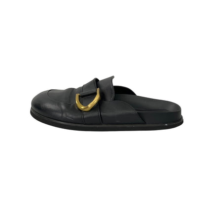 Charles & Keith Gabine Women's Black Buckled Leather Loafer Mules Sandals US 10