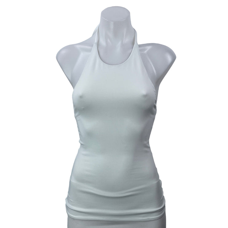Aritzia Contour Women's White Sleeveless Ribbed Tie Halter Neck Tank Top Size XS