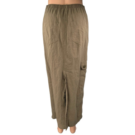 Kirious Brown High Rise Button Zip Slit Maxi Cargo Straight Pencil Skirt Size S