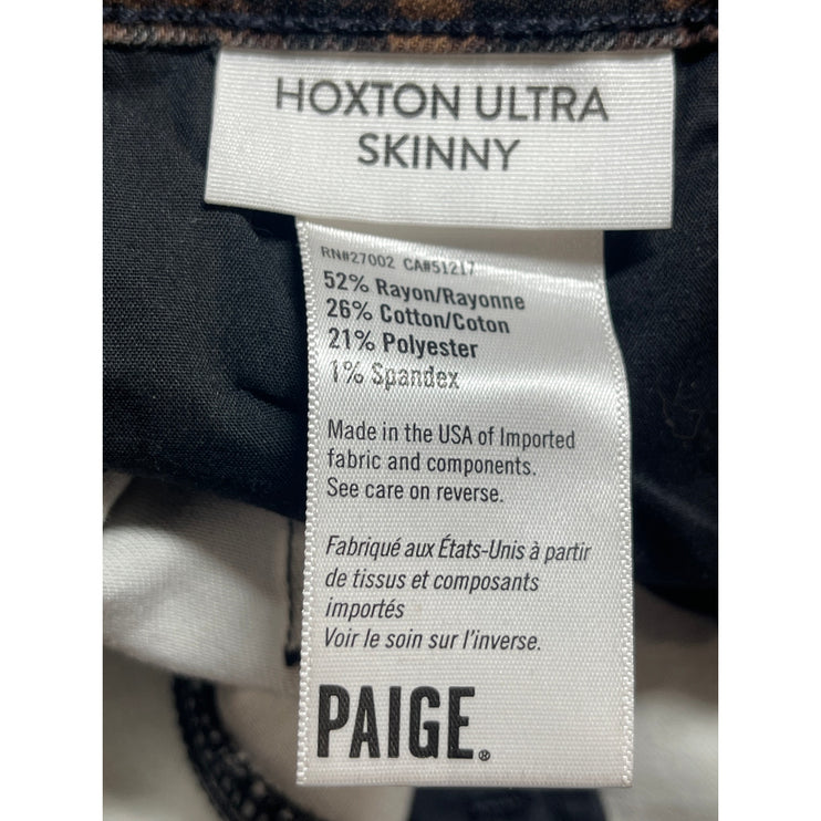 Paige Hoxton Brown Coated Snakeskin Print Mid Rise Skinny Denim Jeans Pants 26