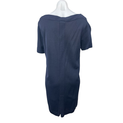 COS Women's Navy Blue Boat Neck Short Sleeve Knit Mini Shift Dress Size XS