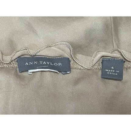 Ann Taylor Women's Gold Silky Satin Ruffle Sleeveless Cami Camisole Tank Top 4