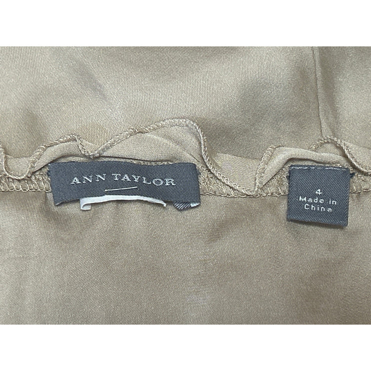 Ann Taylor Women's Gold Silky Satin Ruffle Sleeveless Cami Camisole Tank Top 4