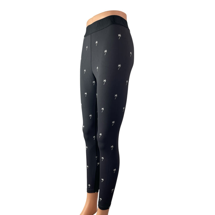 Alala Women's Black Palm Tree Print Yoga Workout Athletic Leggings Pants Size S
