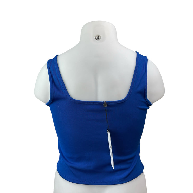 NEW BCBGeneration Womens Blue Knot Twist Front Sleeveless V Neck Crop Tank Top L