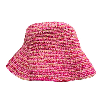 Sensi Studio Traveler Lampshade Women's Pink Multicolor Straw Bucket Hat Size OS