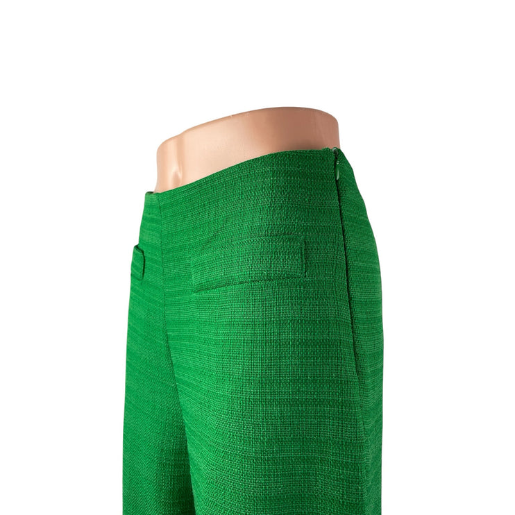 MNG Mango Women Green Tweed High Rise Straight Palazzo Wide Leg Trousers Pants 6