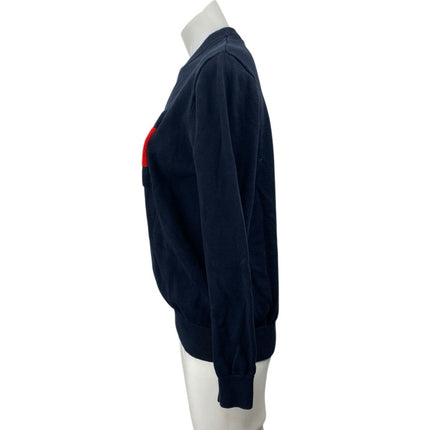 Tommy Hilfiger Women's Blue Fleece Logo Crewneck Long Sleeve Sweater Top Size S