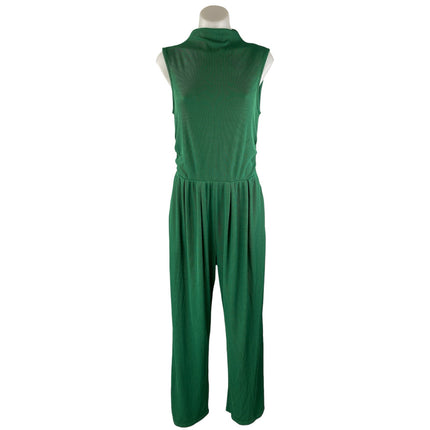 Pretty Garden Green Mock Neck Sleeveless Wide Leg One Piece Romper Jumpsuit Sz M