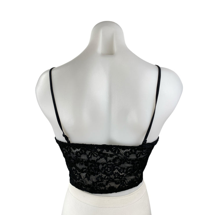 Zara Women's Black Lace Floral Sleeveless Cami Camisole Crop Corset Tank Top L