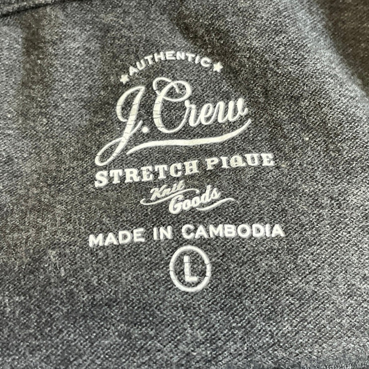 J.Crew Stretch Pique Men's Black Short Sleeve Pocket Golf Polo Shirt Top Size L