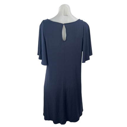 Calvin Klein Women's Blue Flutter Short Sleeve Cutout Mini Shift Dress Size 8