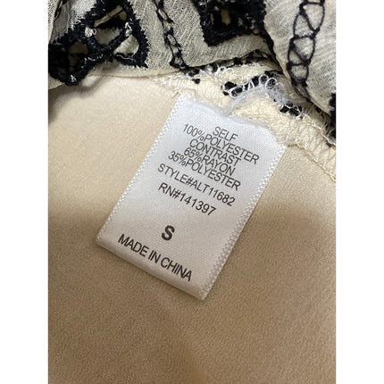 ASTR Cream Black Embroidered Argyle Sleeveless Scoop Cami Tank Blouse Top Size S
