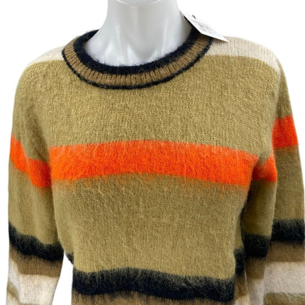 NEW Lili Sidonio Women's Multicolor Striped Fuzzy Knit Long Sleeve Sweater Top S