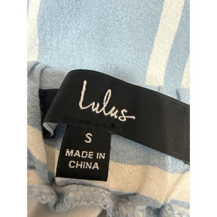 Lulus Women's Blue White Striped High Waisted Wide Leg Trousers Pants Size S