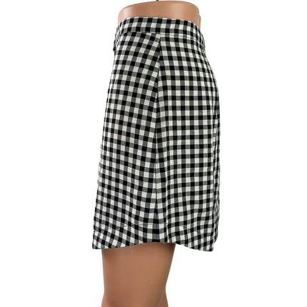 Topshop Women's Black Gingham Check Button Down High Waist Pencil Mini Skirt 4