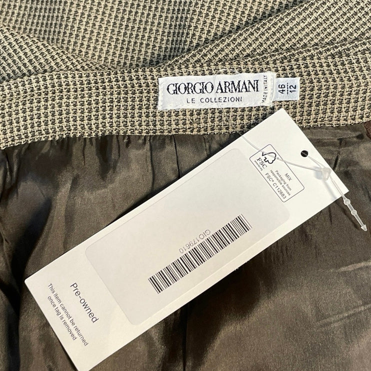 NEW Giorgio Armani Women's Gray Tweed Pleated Slit Pencil Midi Skirt Size 10