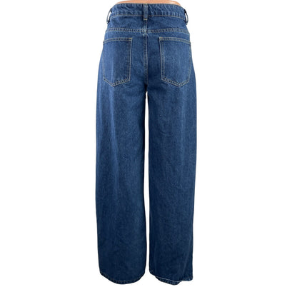 NEW Boohoo Women's Blue Medium Wash High Rise Wide Leg Baggy Denim Jeans Size 2