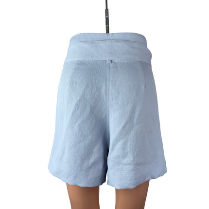 Aritzia Wilfred Women's Blue High Rise Belted Wide Leg Bermuda Paperbag Shorts 4
