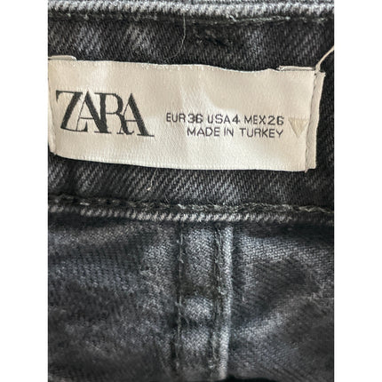 Zara Women's Black High Rise Relaxed Straight Mom Boyfriend Denim Jeans Pants 4