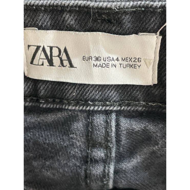 Zara Women's Black High Rise Relaxed Straight Mom Boyfriend Denim Jeans Pants 4
