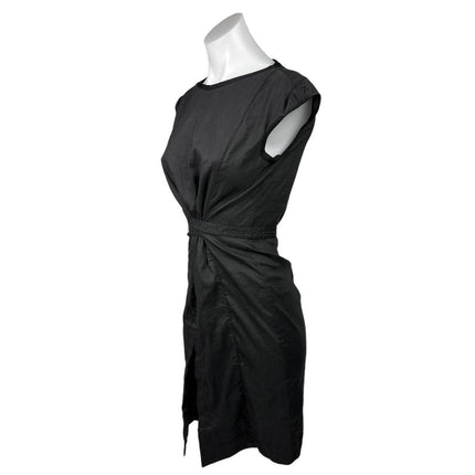 She’s So $513 Black Made In Italy Italian Designer Luxe Tie Cap Sleeve Dress 6