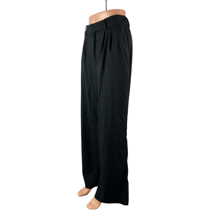 Hollister Women's Black High Waisted Pleated Wide Leg Trousers Pants Size L